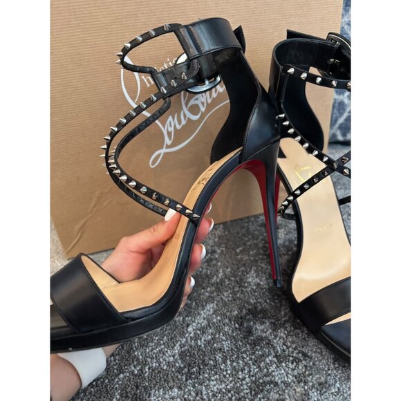CHRISTHIAN LOUBOUTIN Choca lux 120mm leather sandals Black color - Picture 9 of 15